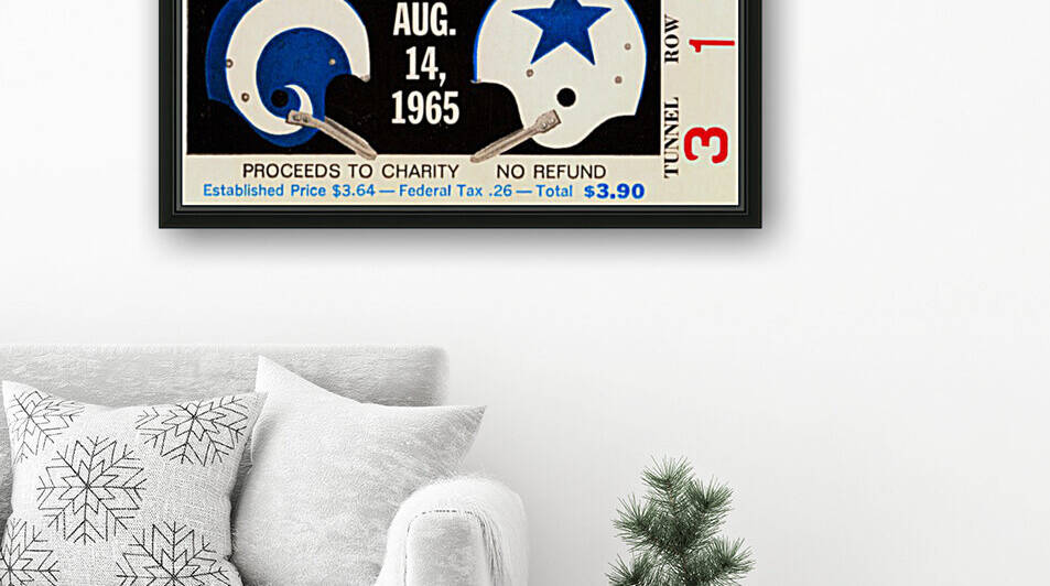 1965 LA Rams vs. Dallas Cowboys Football Ticket Art by Row One Brand