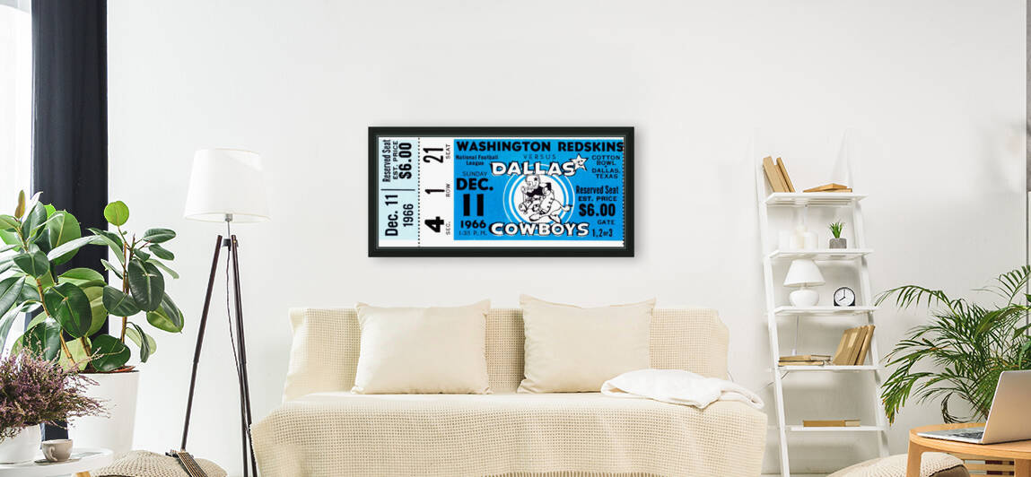 1966 Washington vs. Dallas Cowboys Football Ticket Art by Row One Brand