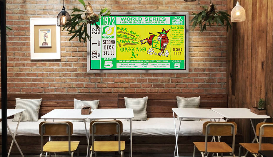1972 World Series Oakland As Baseball Ticket Art by Row One Brand