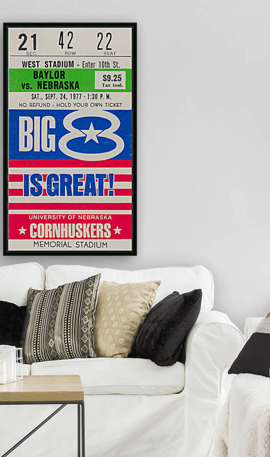 1977 Baylor Bears vs. Nebraska Cornhuskers Ticket Art  by Row One Brand