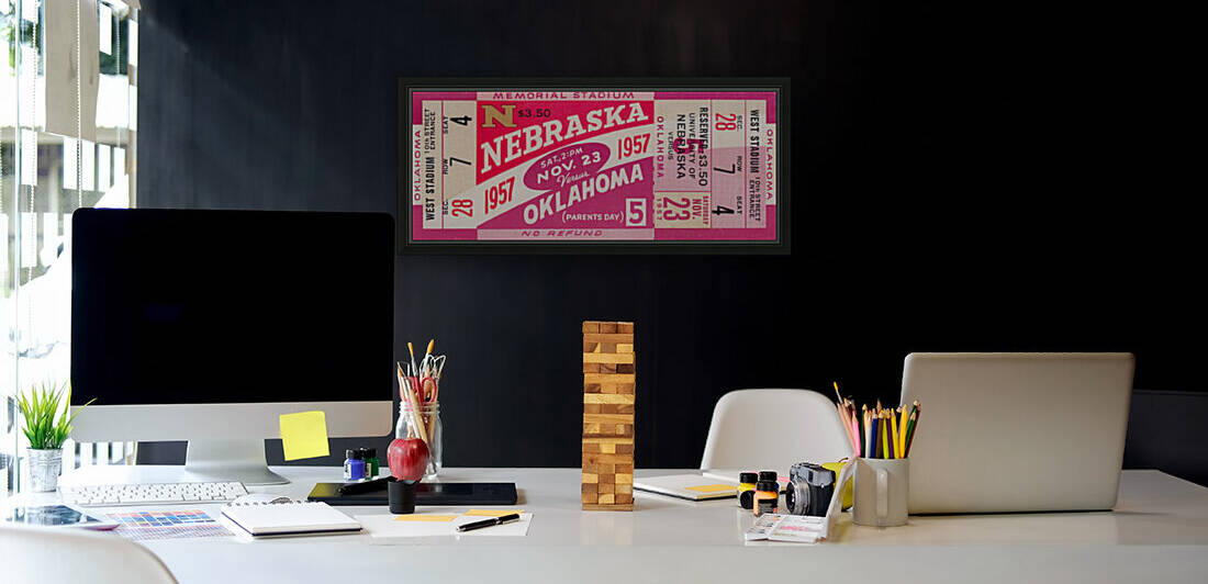 1957 Oklahoma vs. Nebraska Football Ticket Canvas by Row One Brand