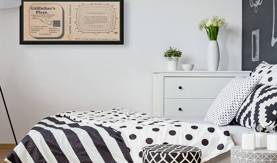 1982 Godfathers Pizza and Notre Dame Stadium Map by Row One Brand