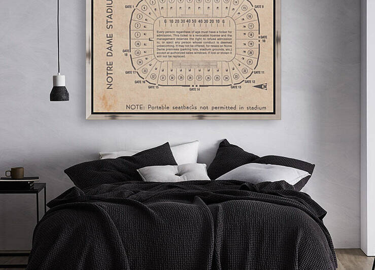 1982 Notre Dame Football Stadium Map Reproduction Art_College Map Art by Row One Brand