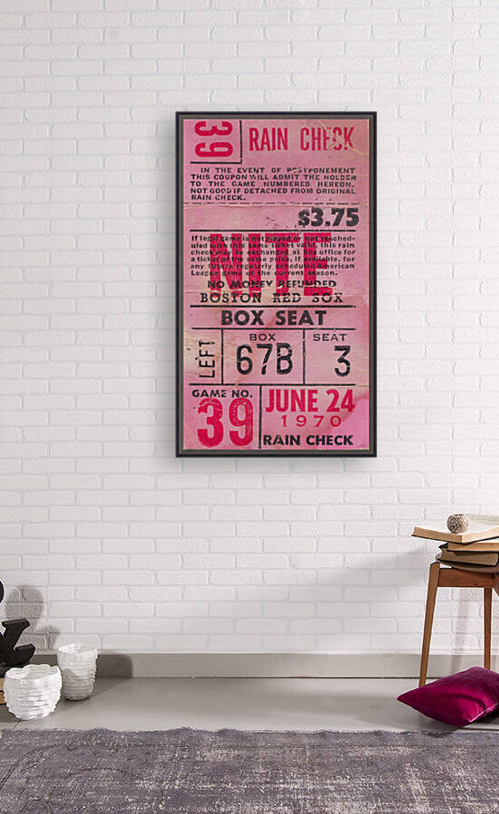 1970_Major League Baseball_Boston Red Sox Ticket Stub Art_Fenway Park Artwork_Red Sox vs. Orioles by Row One Brand