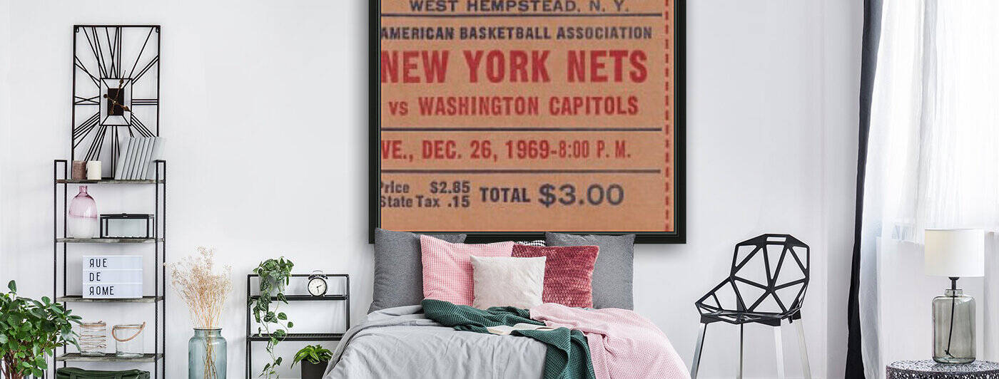 1969 ABA Basketball Season New York Nets vs. Washington Capitols Island Garden Ticket Stub Art by Row One Brand
