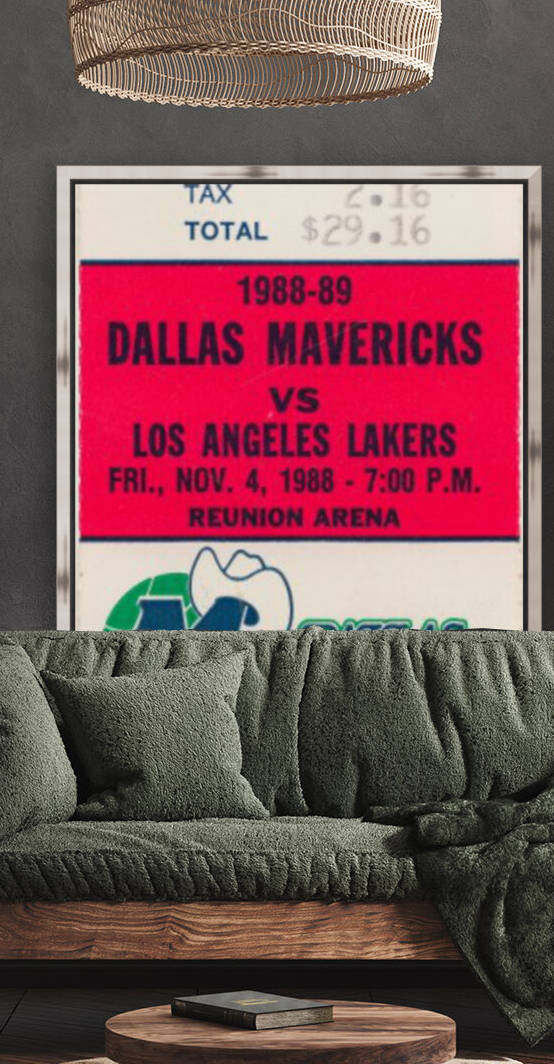 1988 Dallas Mavericks vs. Los Angeles Lakers NBA Basketball Ticket Stub Art Reunion Arena Dallas TX by Row One Brand