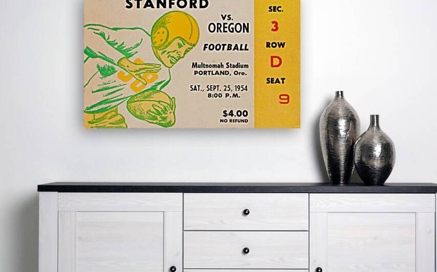 1954_College_Football_Oregon vs. Stanford_Multnomah Stadium_Portland Sports Art Ticket Stub $4 by Row One Brand