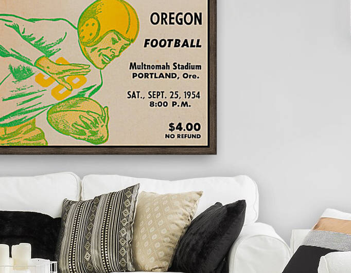 Vintage College Football Art Oregon Ducks Wall Art Ticket Stub Reproduction by Row One Brand