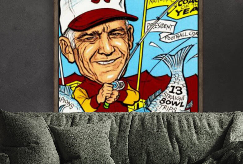 1972 Bear Bryant Alabama Football Art by Row One Brand