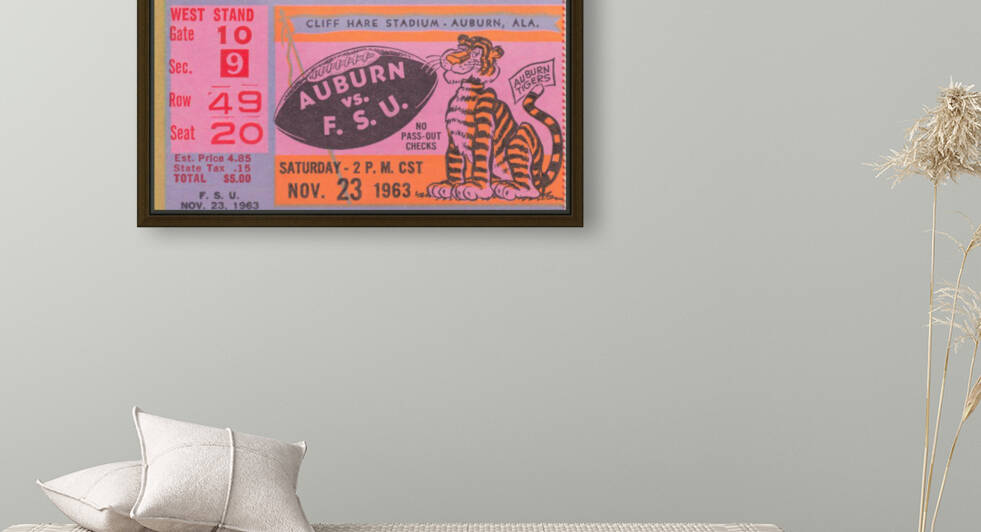 1963_College_Football_Florida State vs. Auburn_Cliff Hare Stadium_Football Ticket Stub Reproduction by Row One Brand