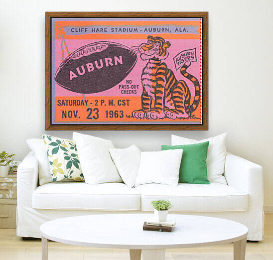 Auburn Tigers Football Ticket Stub Art Cliff Hare Stadium Wall Art Home Decor by Row One Brand