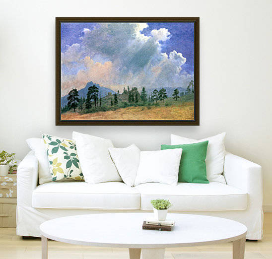 Fir trees and storm clouds by Bierstadt