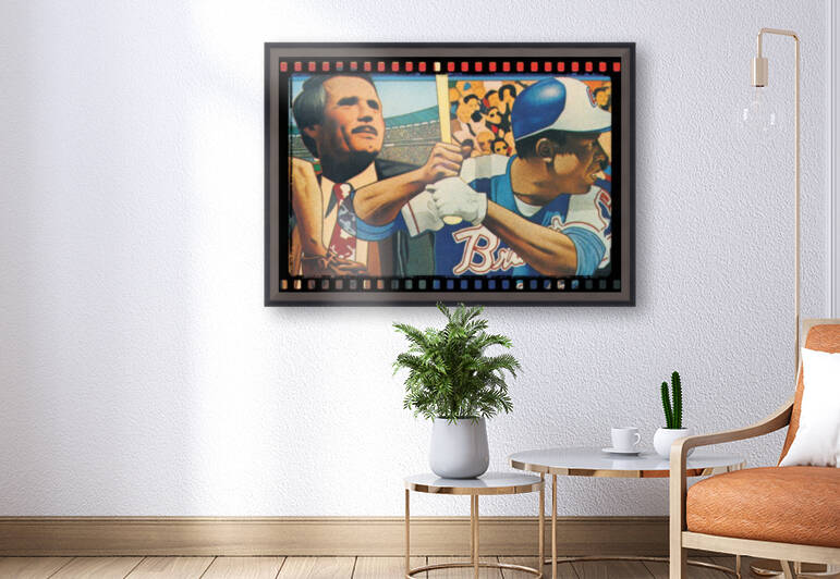 Ted Turner and Hank Aaron Film Reel Art by Row One Brand