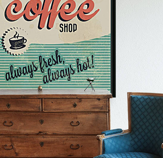 Coffe wallpaper grunge style always fresh always hot vintage retro poster by Shamudy