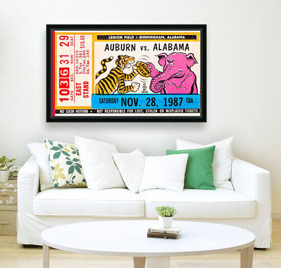 1987 Alabama  vs. Auburn Football Ticket Wall Art  by Row One Brand