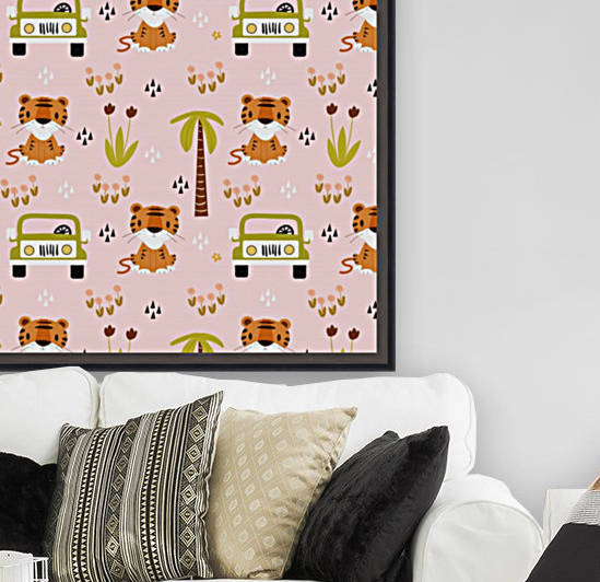 cute tiger car safari seamless pattern by Shamudy