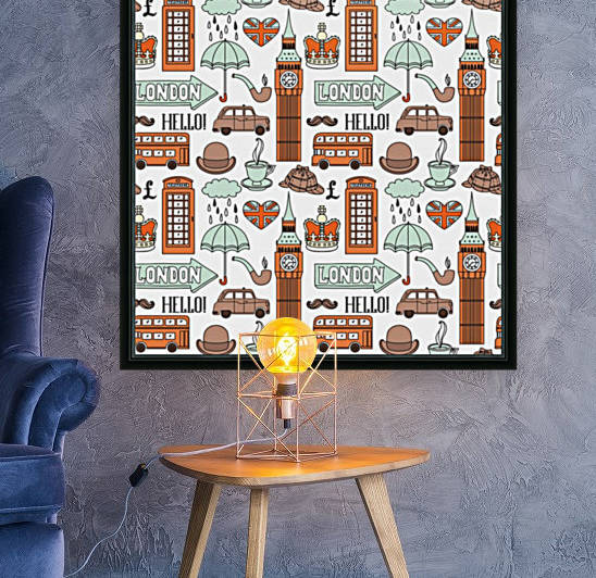 seamless pattern with london elements landmarks by Shamudy