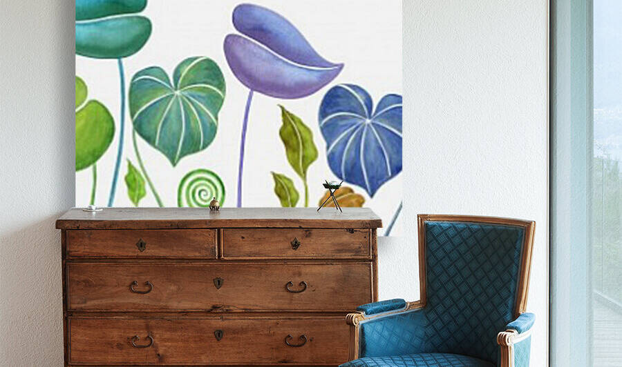 Exotic Colorful Botanical Leaves In Watercolor  by Irina Sztukowski