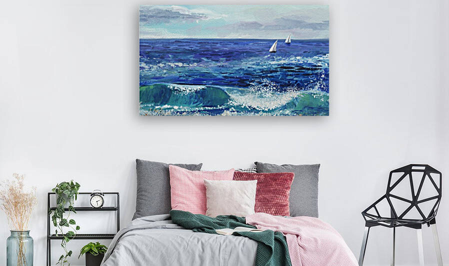 Two Boats In The Ocean Seascape Painting by Irina Sztukowski