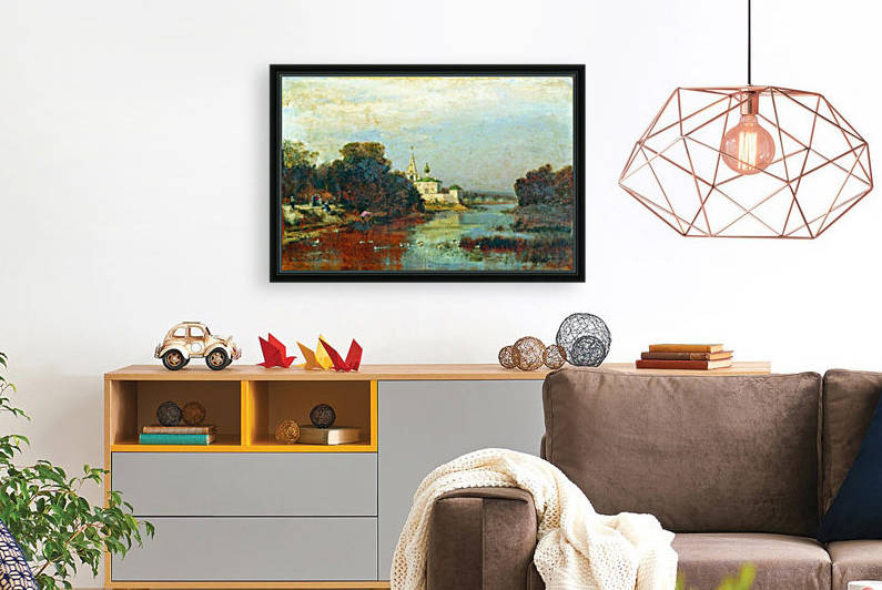 Landscape with a white stone church by Alexey Bogolyubov