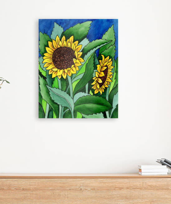 Garden Of Sunflowers Watercolor Painting Batik Style  by Irina Sztukowski