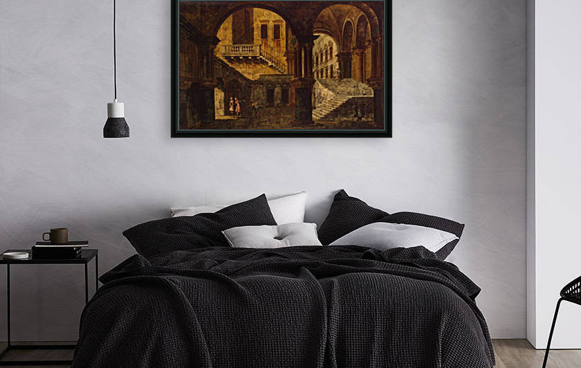 Courtyard with staircase by Michele Marieschi