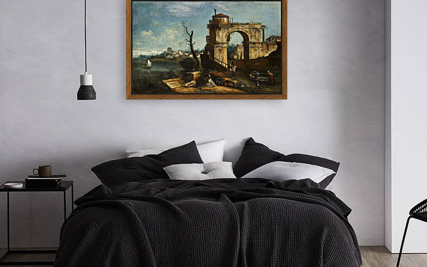 Capriccio View with triumphal Arch and Fountain by Michele Marieschi