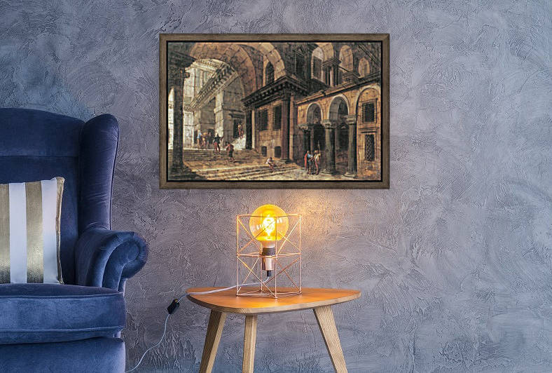 Inside court with stairway by Michele Marieschi