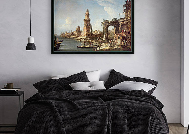 Capriccio with ships, ruins and tower by Michele Marieschi