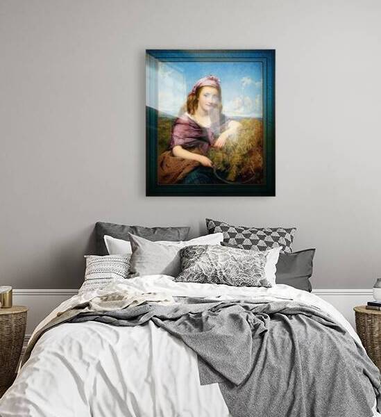 Farm Girl with Sickle and Cut Flowers by Edward John Cobbett Fine Art Old Masters Reproduction by xzendor7