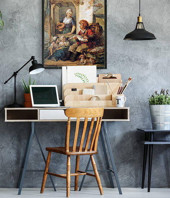 Fish salesman at woman and chidren by Abraham van Strij