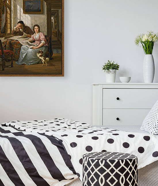 Interior with a collector and his wife by Abraham van Strij