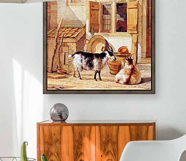 Goats in a yard by Abraham van Strij