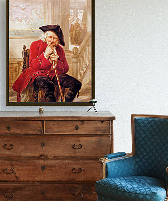 Sitting old man waiting in hall by Abraham van Strij