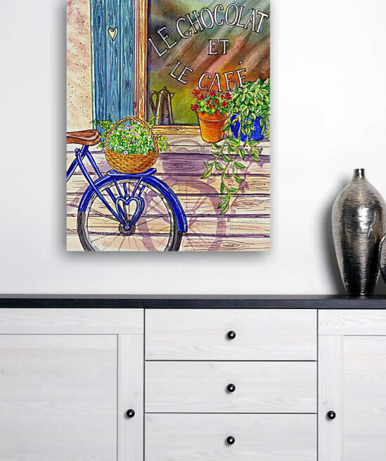 Vintage Window Le Cafe Bicycle With Basket by Irina Sztukowski