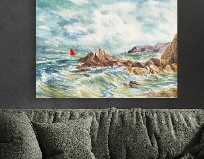 Red Sails At The Shore by Irina Sztukowski