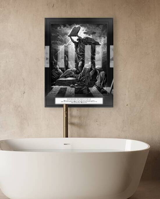 Moses Breaking The Tablets Of The Law Engraving by Hotelin Old Masters Classical Fine Art Reproduction by xzendor7