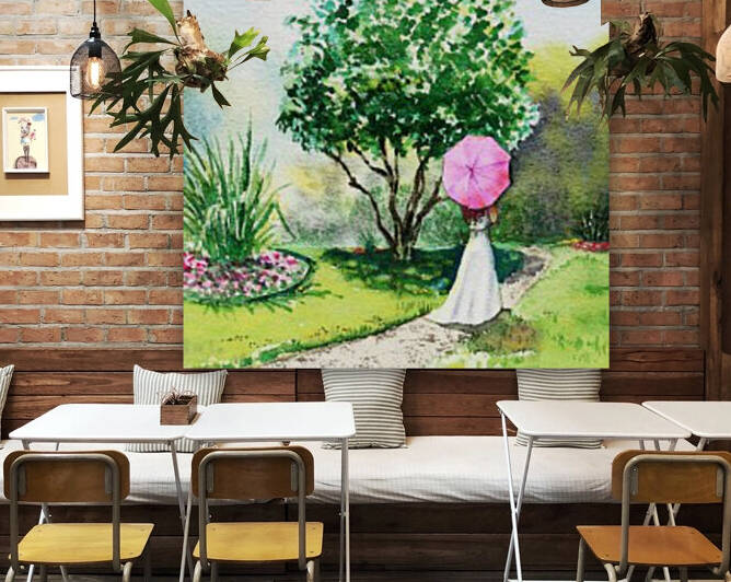 Girl With Pink Umbrella by Irina Sztukowski