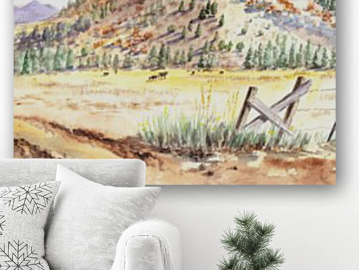 Landscape With Mountains Ranch And Cows by Irina Sztukowski