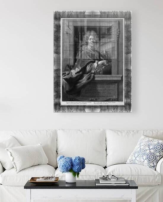 Nicolas de Largilliere by French Engraver Francois Chereau Classical Art Old Masters Reproduction by xzendor7