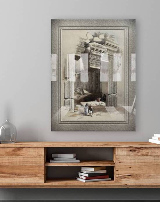 Carved Stone Doorway at Baalbec Lithograph by Louis Haghe Old Masters Classical Fine Art Reproduction by xzendor7