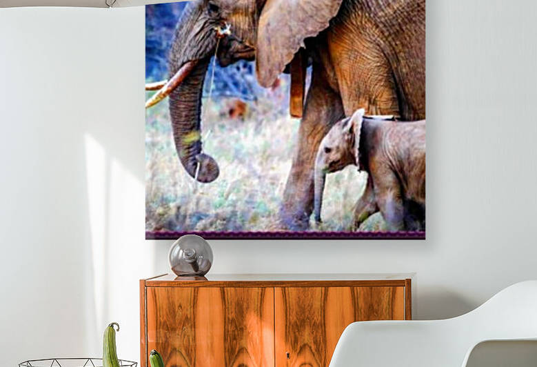 elephants mother and baby by Nature Art