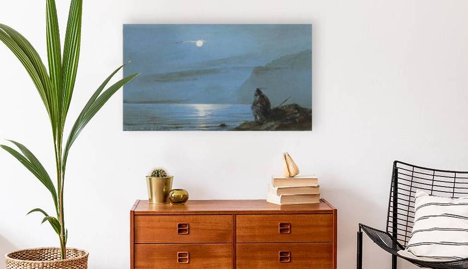 Soldat ecossais meditant au bord de l'eau au clair de lune by Jean Antoine Theodore de Gudin