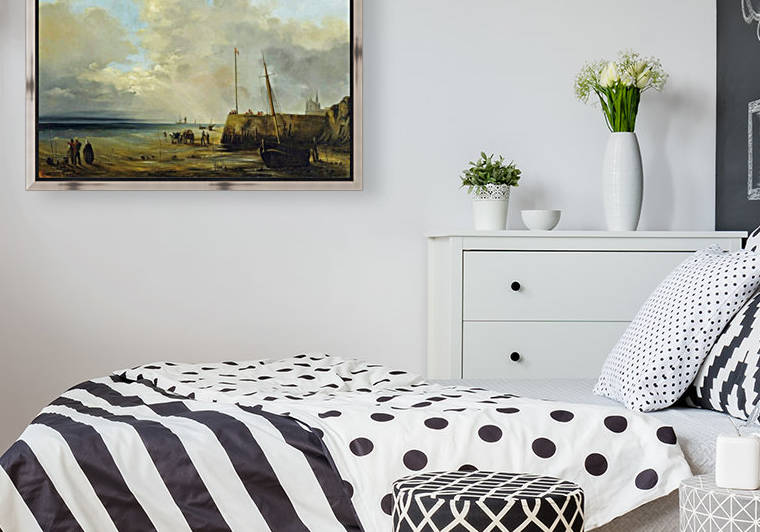 Fishermen at the Harbor Wall, low tide 1833 by Jean Antoine Theodore de Gudin