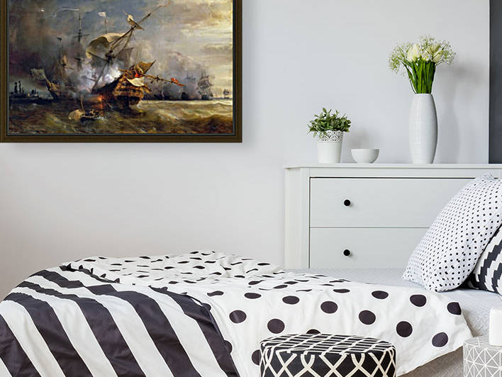 Naval Combat off Cape Lizard in Cornwall, 21 October 1707 by Jean Antoine Theodore de Gudin