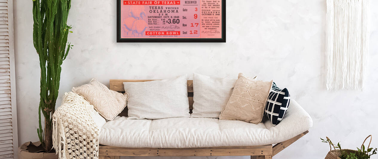 1948 Texas vs. Oklahoma Football Ticket Vintage Print by Row One Brand