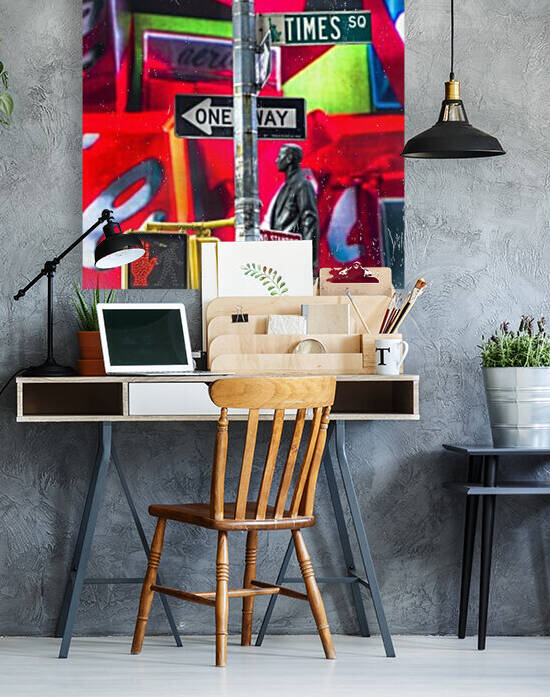 Road signs on traffic signal, New York by Assaf Frank