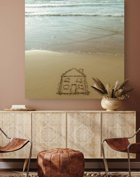 Sweet home drawn on sand at the beach by Assaf Frank