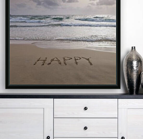 Sand writing - Word Happy written on beach by Assaf Frank