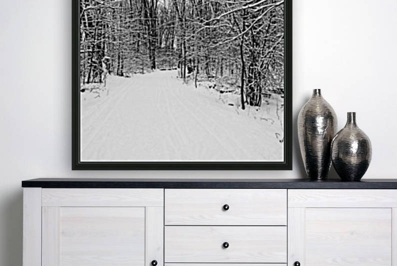 Walking A Winter Trail I Black And White by Deb Oppermann